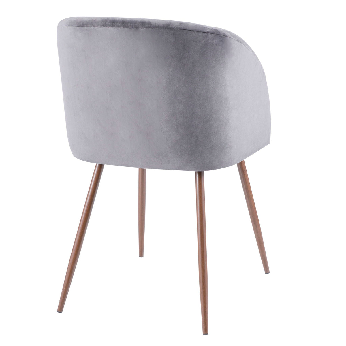 Contemporary dining chair set with padded gray bucket seat and wooden legs on Tampa Home & Garden Store