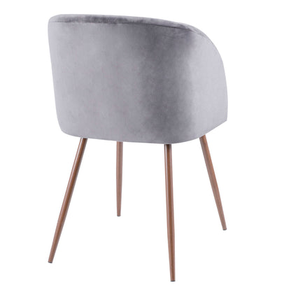 Contemporary dining chair set with padded gray bucket seat and wooden legs on Tampa Home & Garden Store