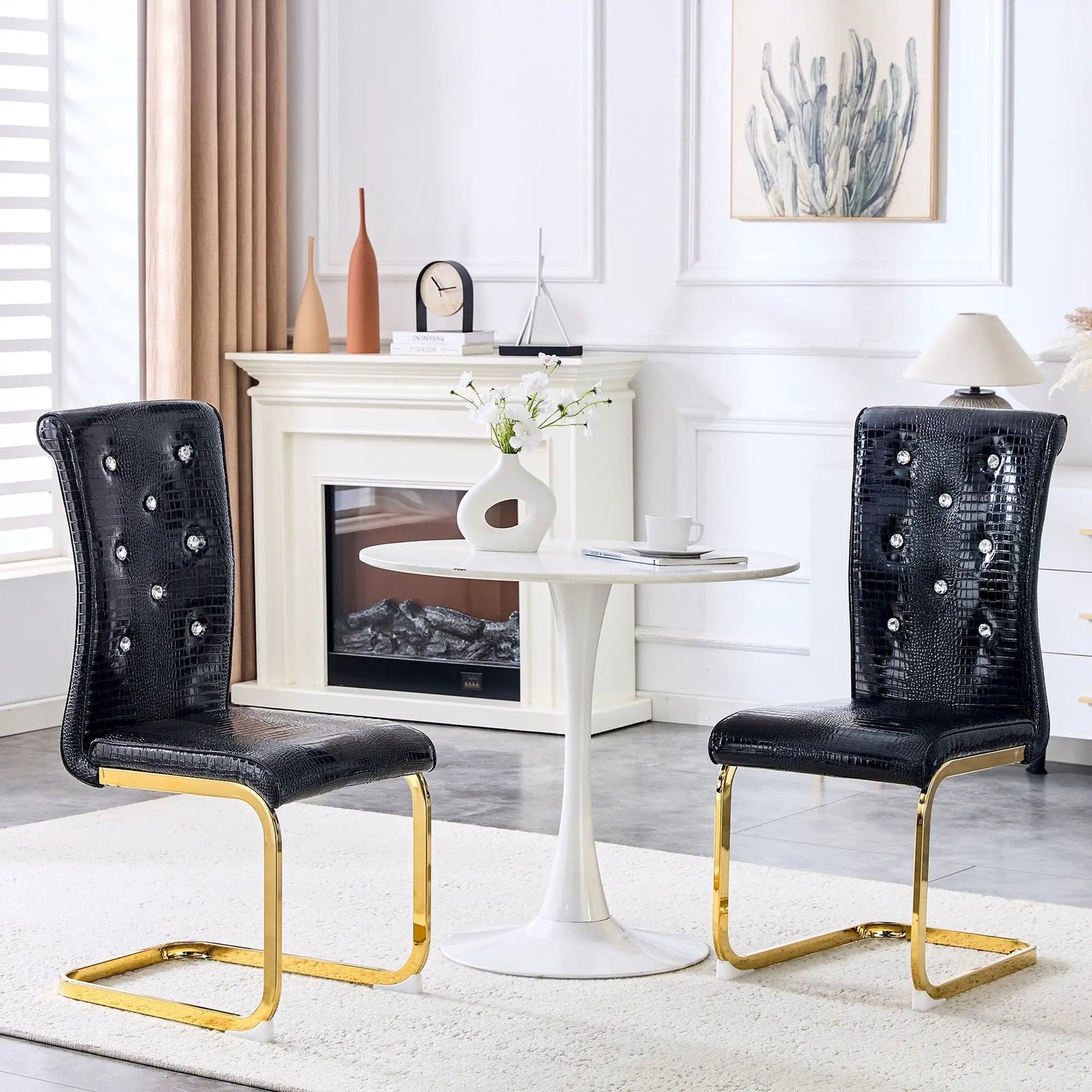 Elegant Faux Alligator Upholstered Dining Chairs