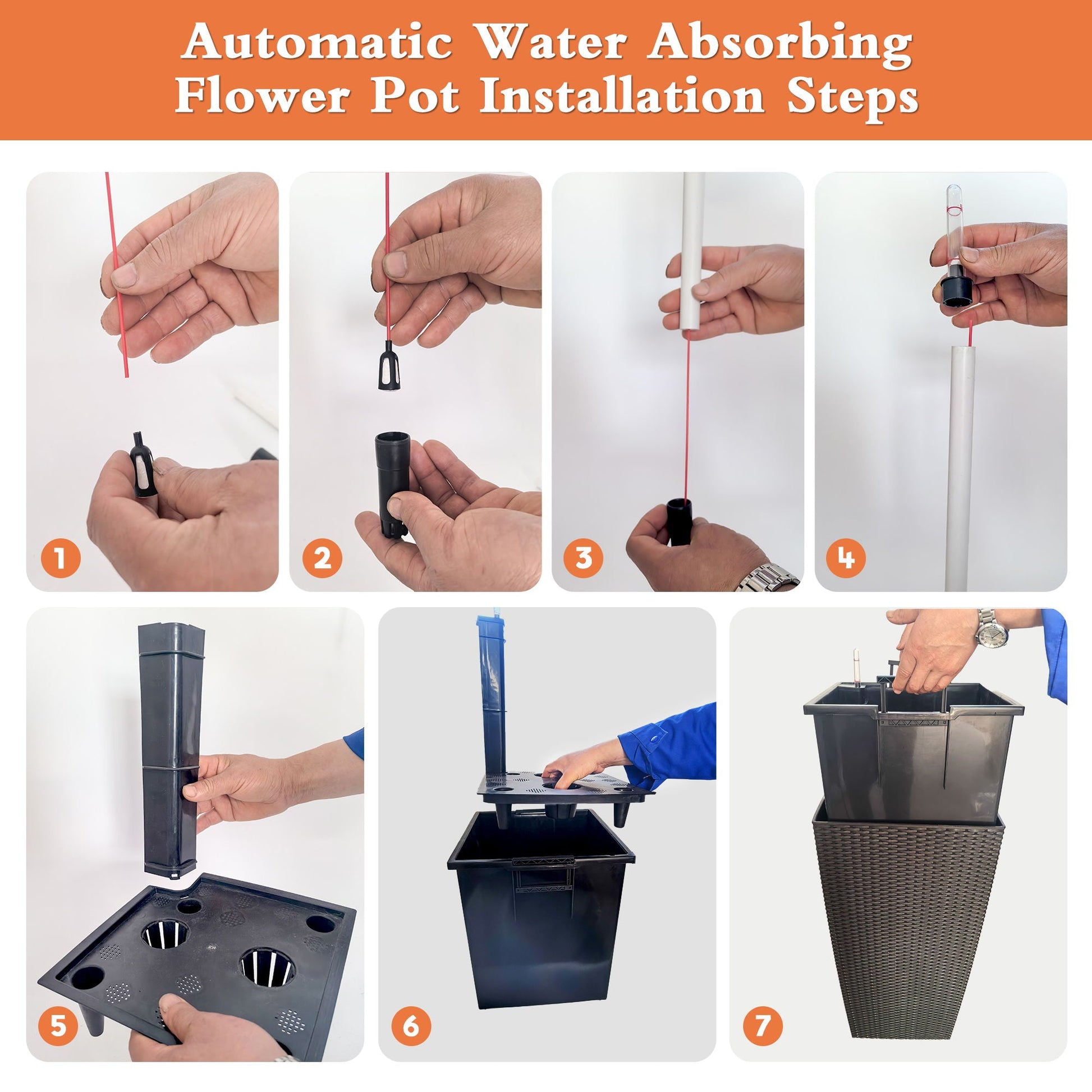 Planter with automatic watering system steps 1–7 irrigation tube connectors HouseOfZazla on Tampa Home & Garden Store