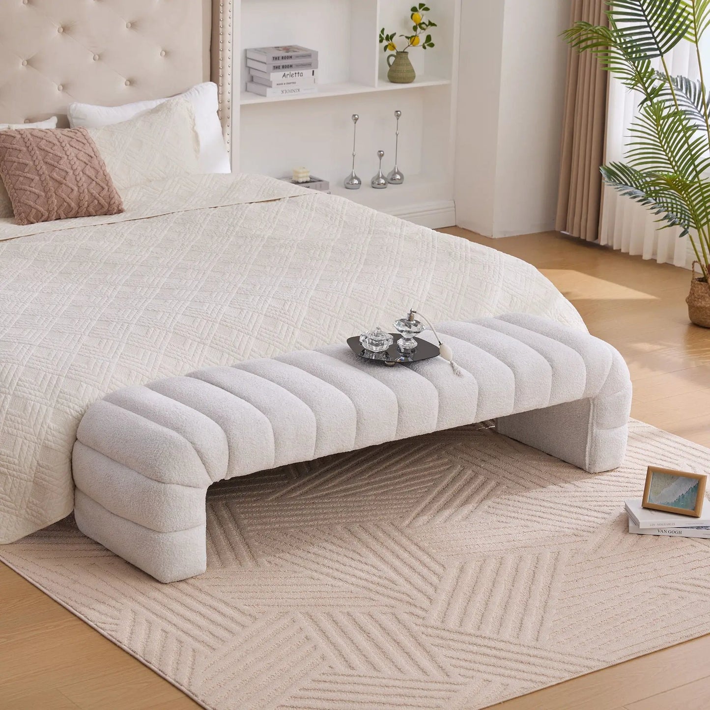 Modern Upholstered Bed Bench with Channel Tufted