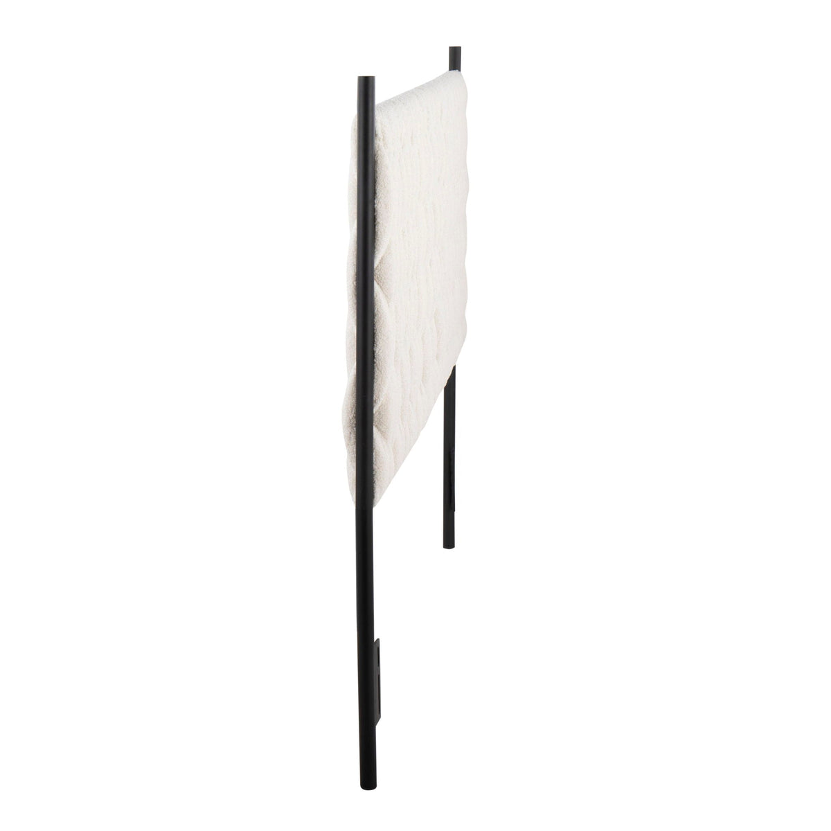 Braided Matisse Upholstered Queen Headboard with black metal frame and white fabric on Tampa Home & Garden Store