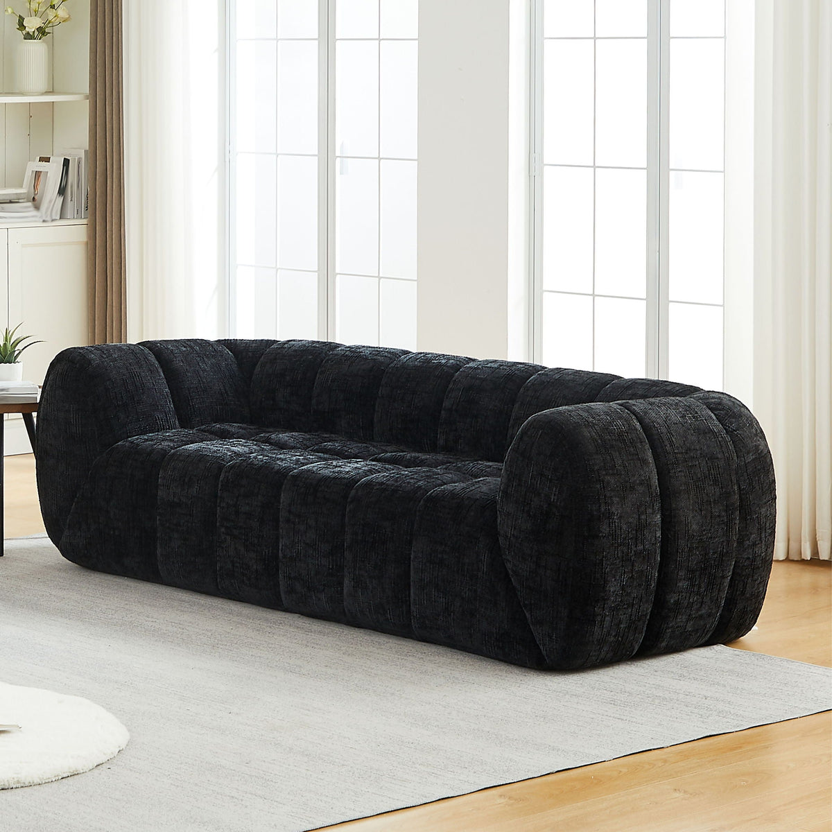 Modern Piano Key Backrest Sofa With Upholstery