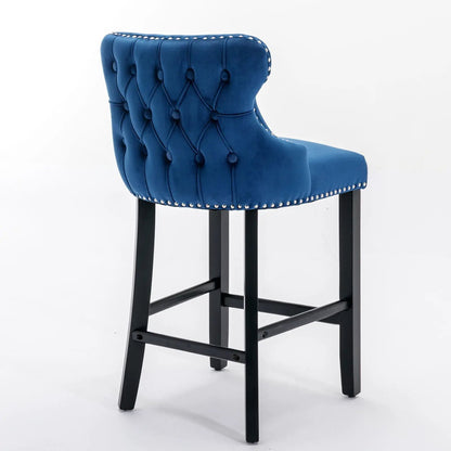 Contemporary Wing-Back Barstools with Tufting
