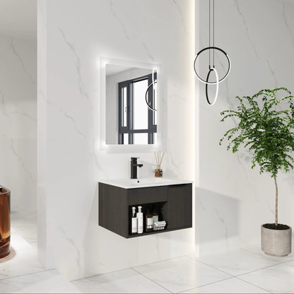 Wall Mounted Floating Vanity With Open Shelf