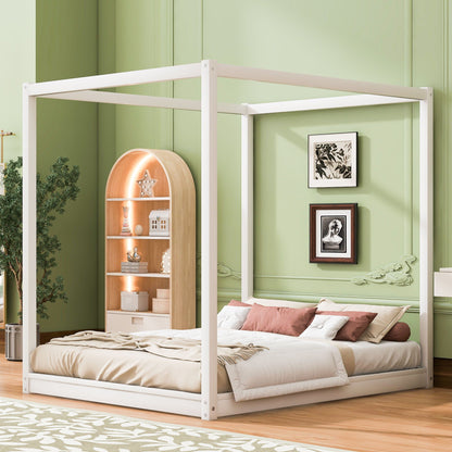Wood canopy platform bed HouseOfZazla airflow slats on Tampa Home & Garden Store