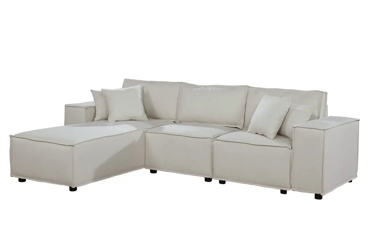 Harvey sofa with reversible chaise, beige fabric stationary sofa by Unique Piece Furniture on Tampa Home & Garden Store