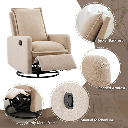 Cozy Swivel Glider Recliner Chair and Leg Rest