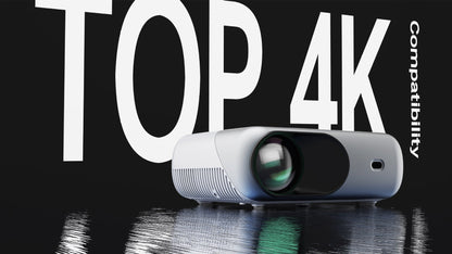 White compact home projector with large lens and cooling vents, WiFi 1080p by My Store on Tampa Home & Garden Store