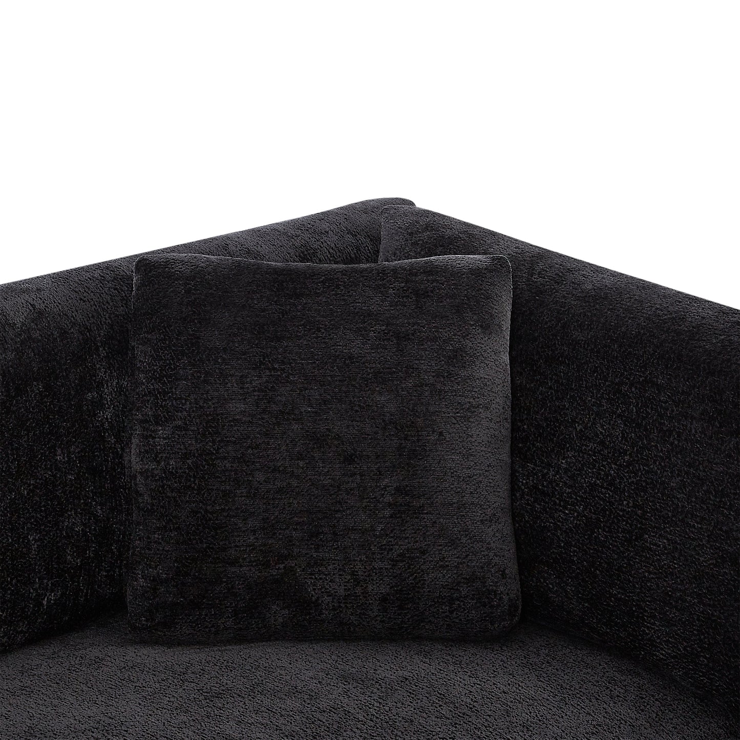 Modern Chenille Sofa and Flared Arms Black