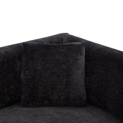 Modern Chenille Sofa and Flared Arms Black