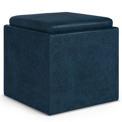 Rockwood Upholstered Cube Ottoman with Tray