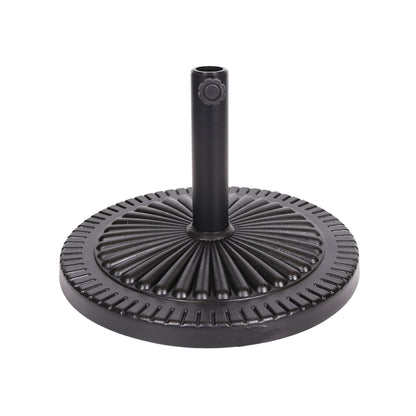 Black Rock Resin Outdoor Umbrella Base with Steel Support in Black Finish on Tampa Home & Garden Store