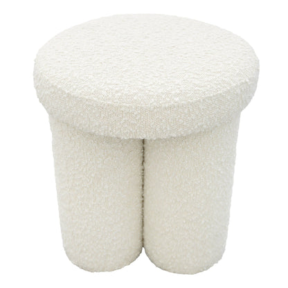 Wesley ivory accent stool with sherpa upholstery, plush textured seat on Tampa Home & Garden Store