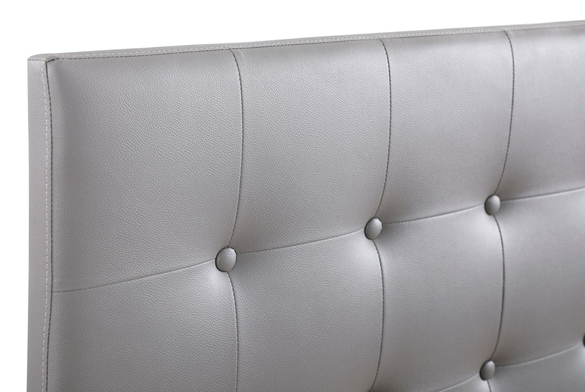 Upholstered headboard by HouseOfZazla in gray faux leather with tufted panels and adjustable height on Tampa Home & Garden Store
