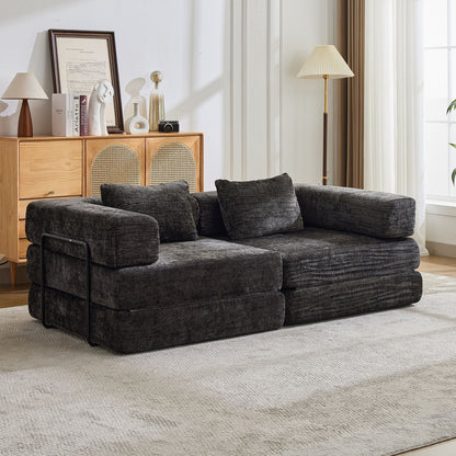 Compact Floor Sofa Bed With A Pillow And Frame