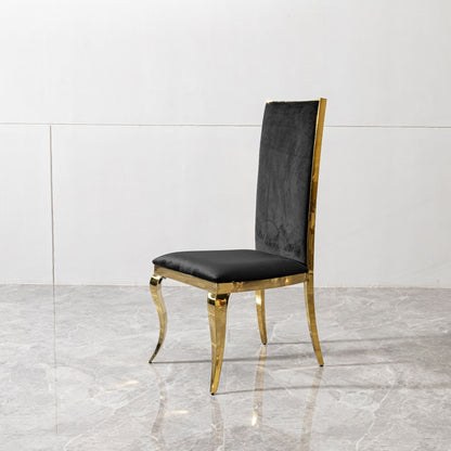 Dining chair by HouseOfZazla, black upholstered seat with gold metal legs and backrest on Tampa Home & Garden Store