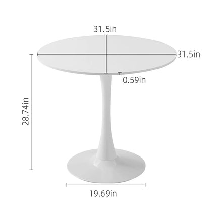 Round Dining Table With Tulip Style Base, white finish, 31.5in dia on Tampa Home & Garden Store