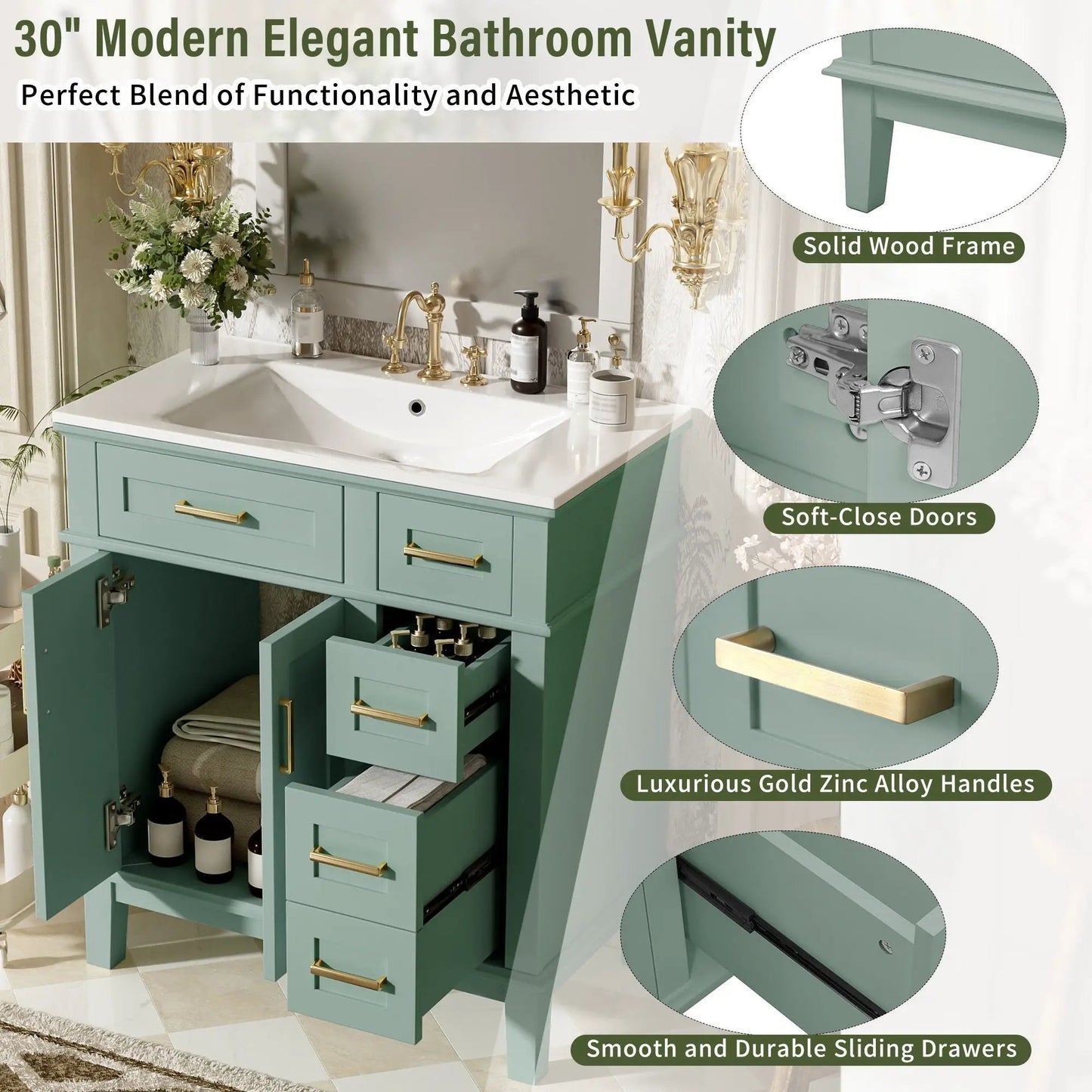 Modern Bathroom Vanity with Sink and Storage