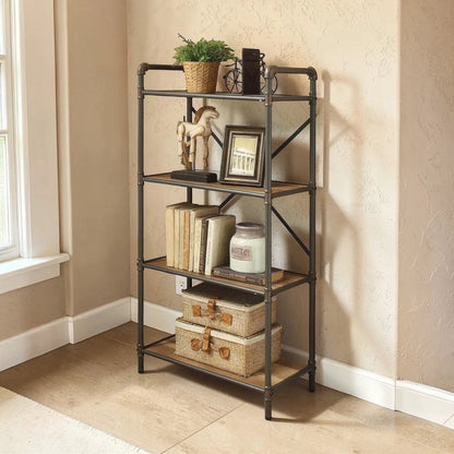 Itzel Bookshelf Etageres by Unique Piece Furniture, black metal frame with shelves and decor on Tampa Home & Garden Store