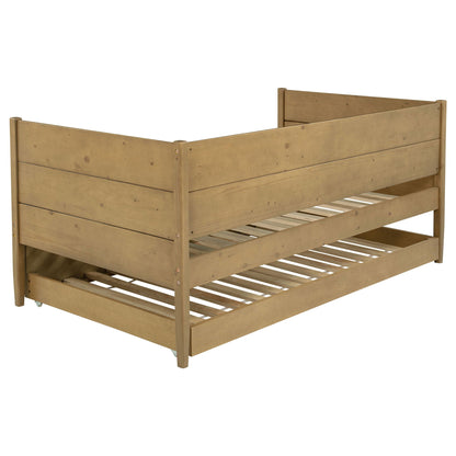 Stewart twin daybed with trundle in natural wood, 2-bed setup on Tampa Home & Garden Store