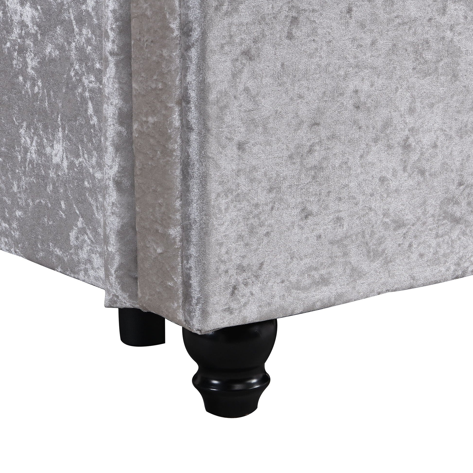 Hartfried queen size upholstered storage bed beige velvet with black turned legs on Tampa Home & Garden Store