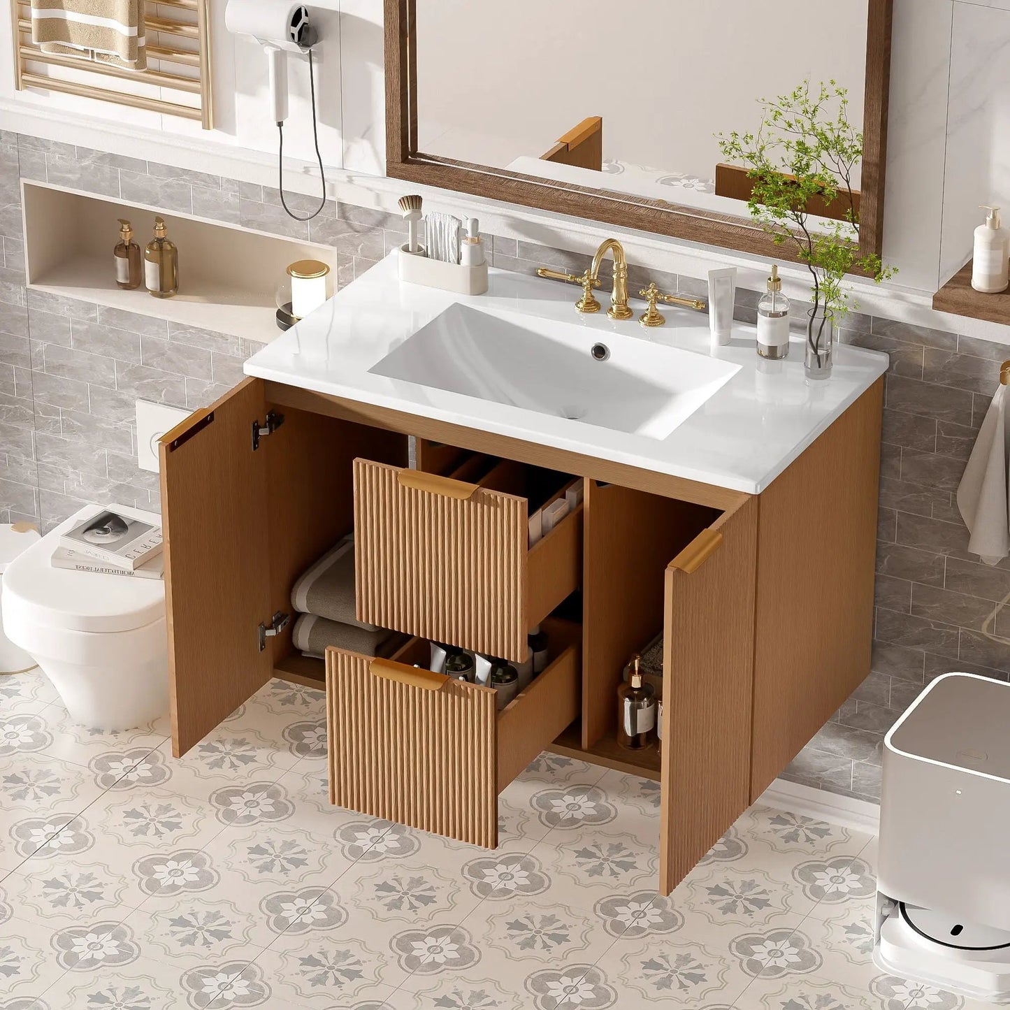 Modern Wall Mounted Vanity and Soft Close Doors