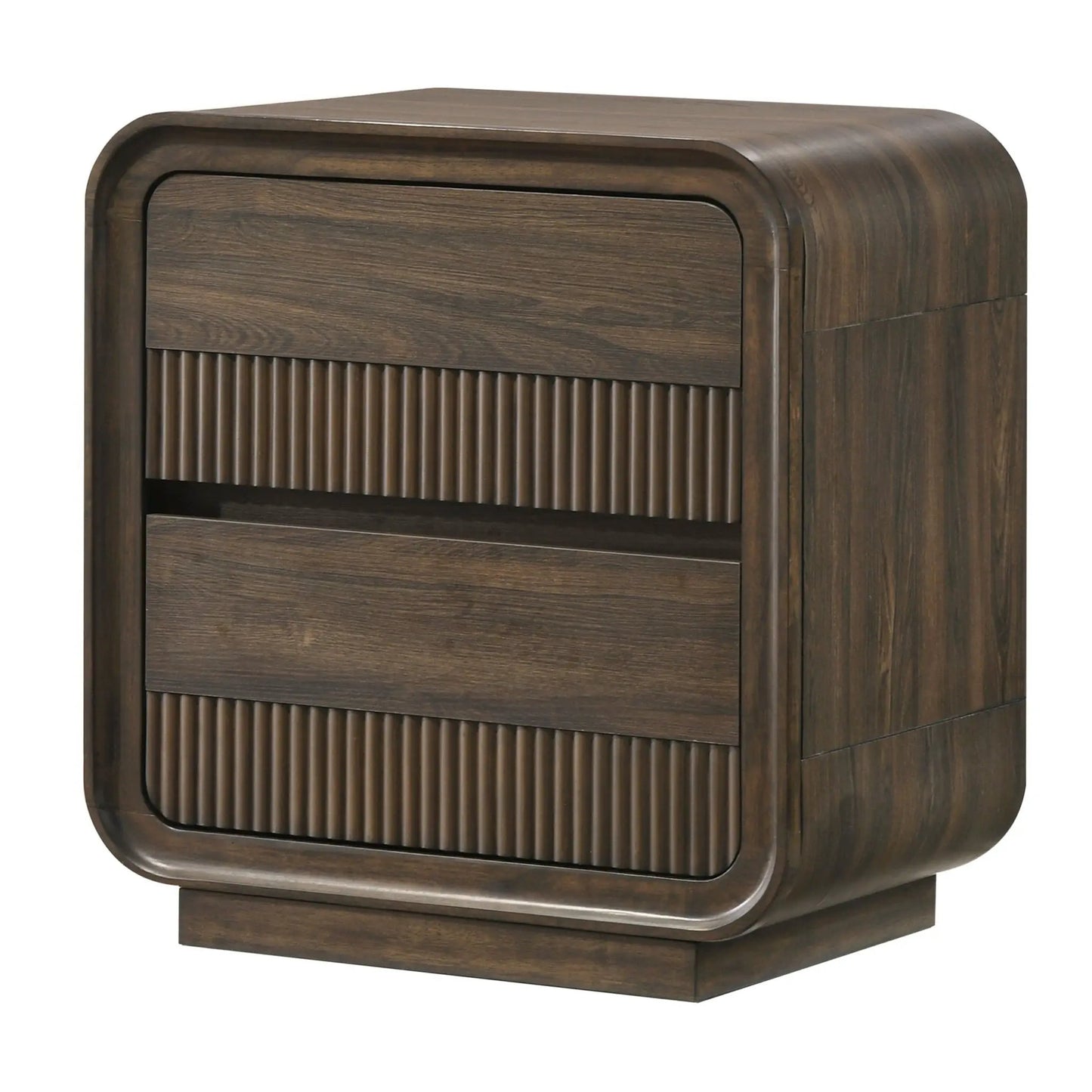 Flair Rounded Edges Nightstand with 2 drawers in brown wood finish on Tampa Home & Garden Store