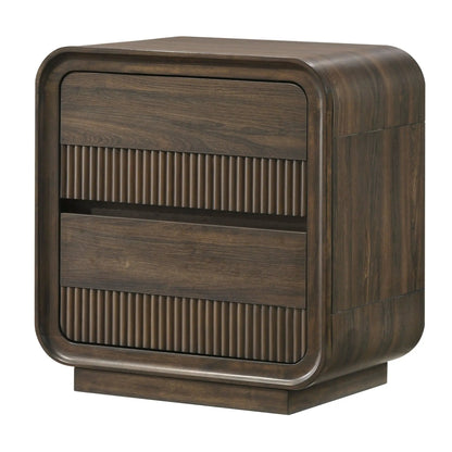 Flair Rounded Edges Nightstand with 2 drawers in brown wood finish on Tampa Home & Garden Store
