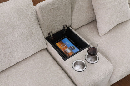 Celine fabric corner sectional sofa with right-facing chaise and built-in cupholders on Tampa Home & Garden Store