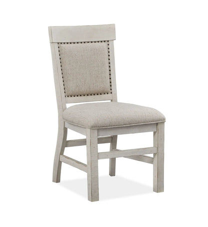 Bronwyn dining side chairs set of 2 alabaster upholstered beige seats and nailhead trim on Tampa Home & Garden Store