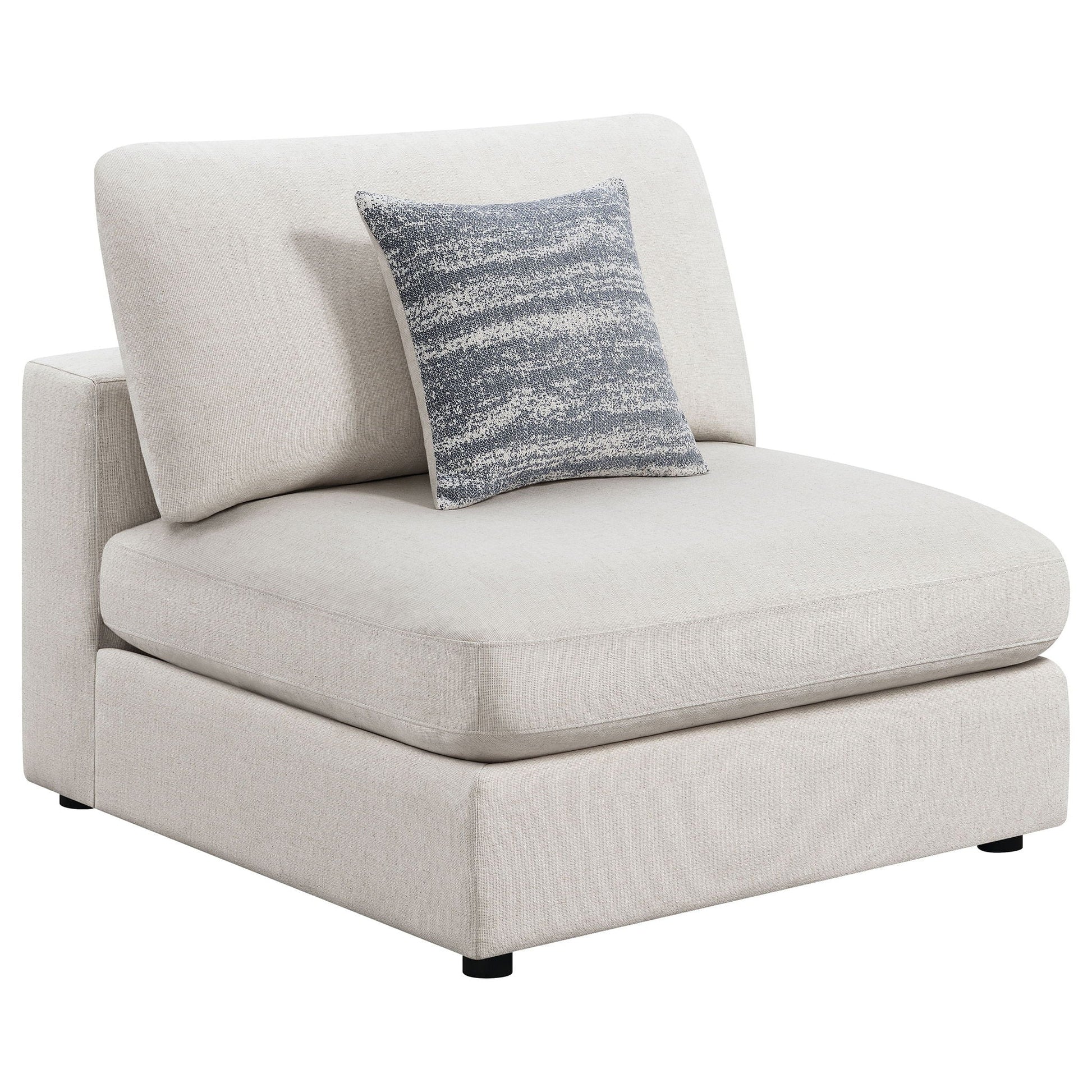 Rhette Upholstered Sectional 2-Piece Beige Fabric Sofa Set with Blue Pillow HouseOfZazla on Tampa Home & Garden Store