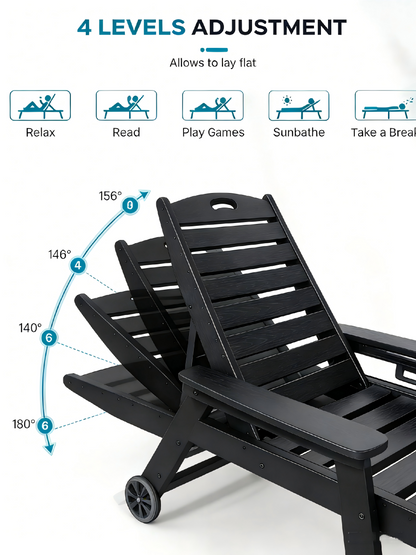 Hdpe Adjustable Chaise Lounge and Backrest