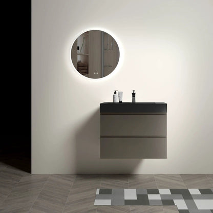 Alice bathroom vanity with sink, wall-mounted floating unit, round LED backlit mirror on Tampa Home & Garden Store