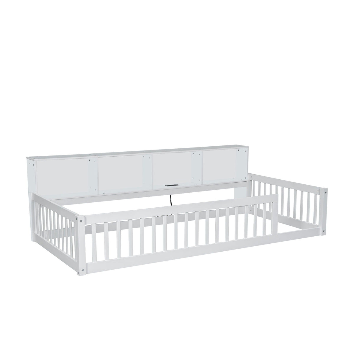 Floor bed with white finish storage cabinets and USB ports by HouseOfZazla on Tampa Home & Garden Store