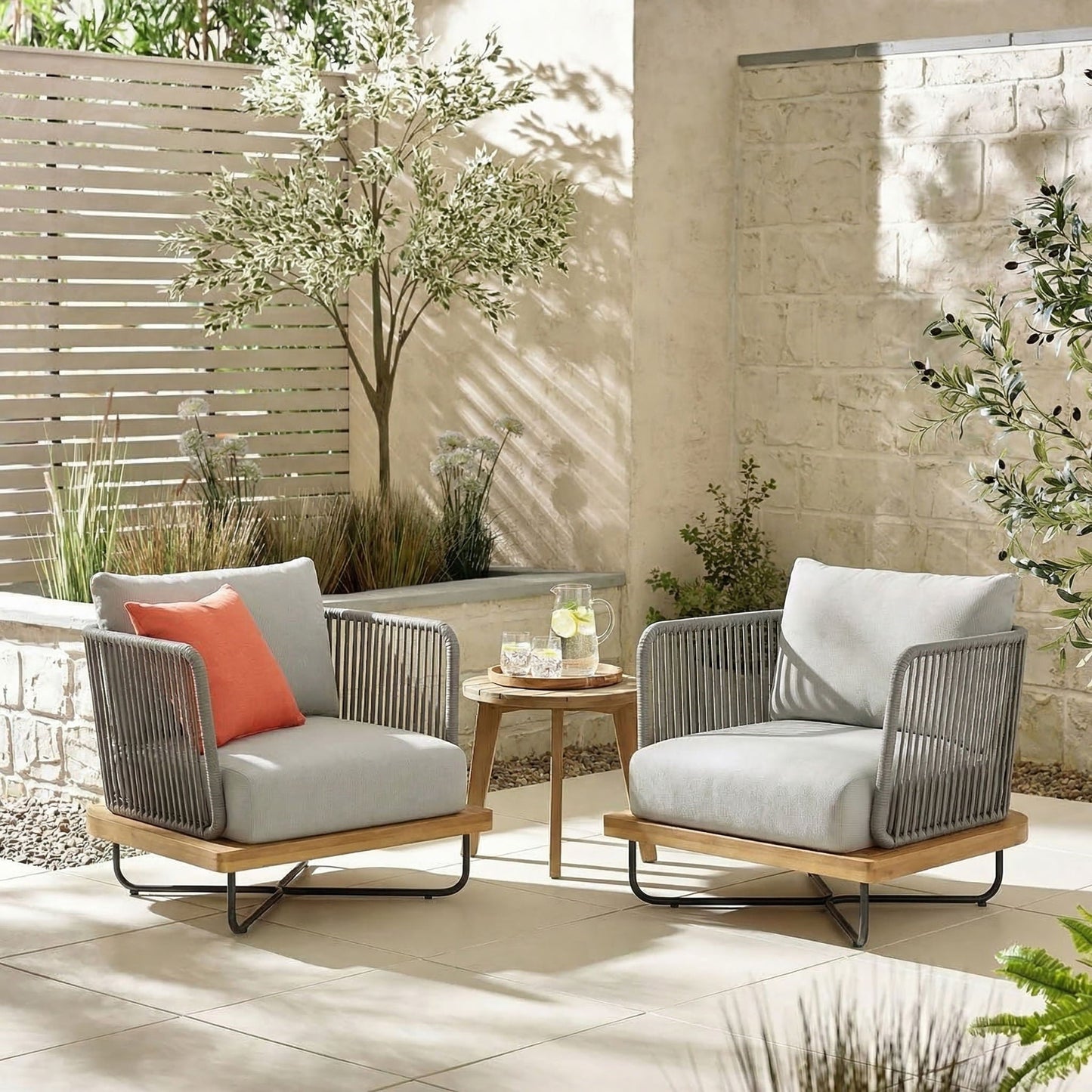 Lucca Outdoor Acacia Wood Patio Lounge Chair
