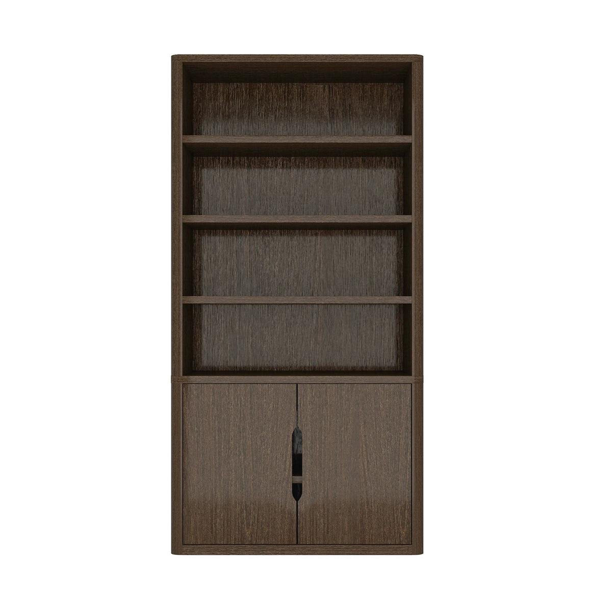 Modern bookcase cabinet with adjustable shelves in dark brown wood finish on Tampa Home & Garden Store