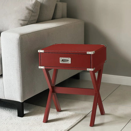 Babs Accent Table with Drawer Square Wooden Top