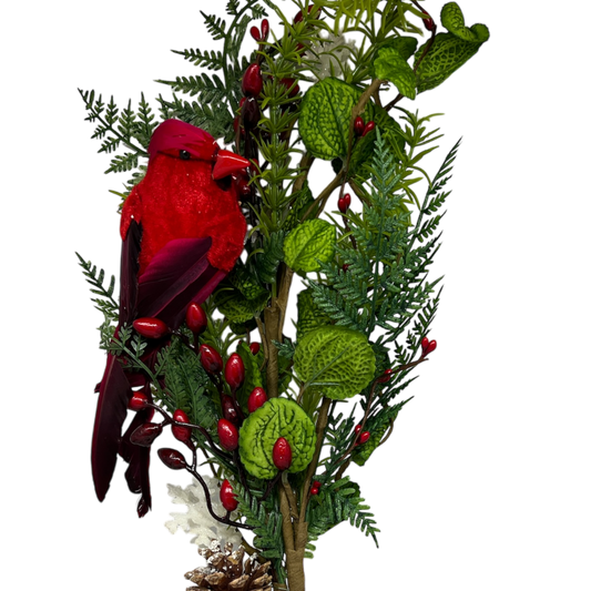 Cardinal Holiday Floral Stem - Tampa Home & Garden Store