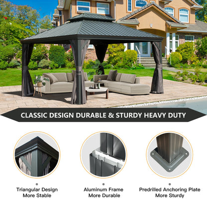 10x12 Outdoor Hardtop Gazebo and Aluminum Frame