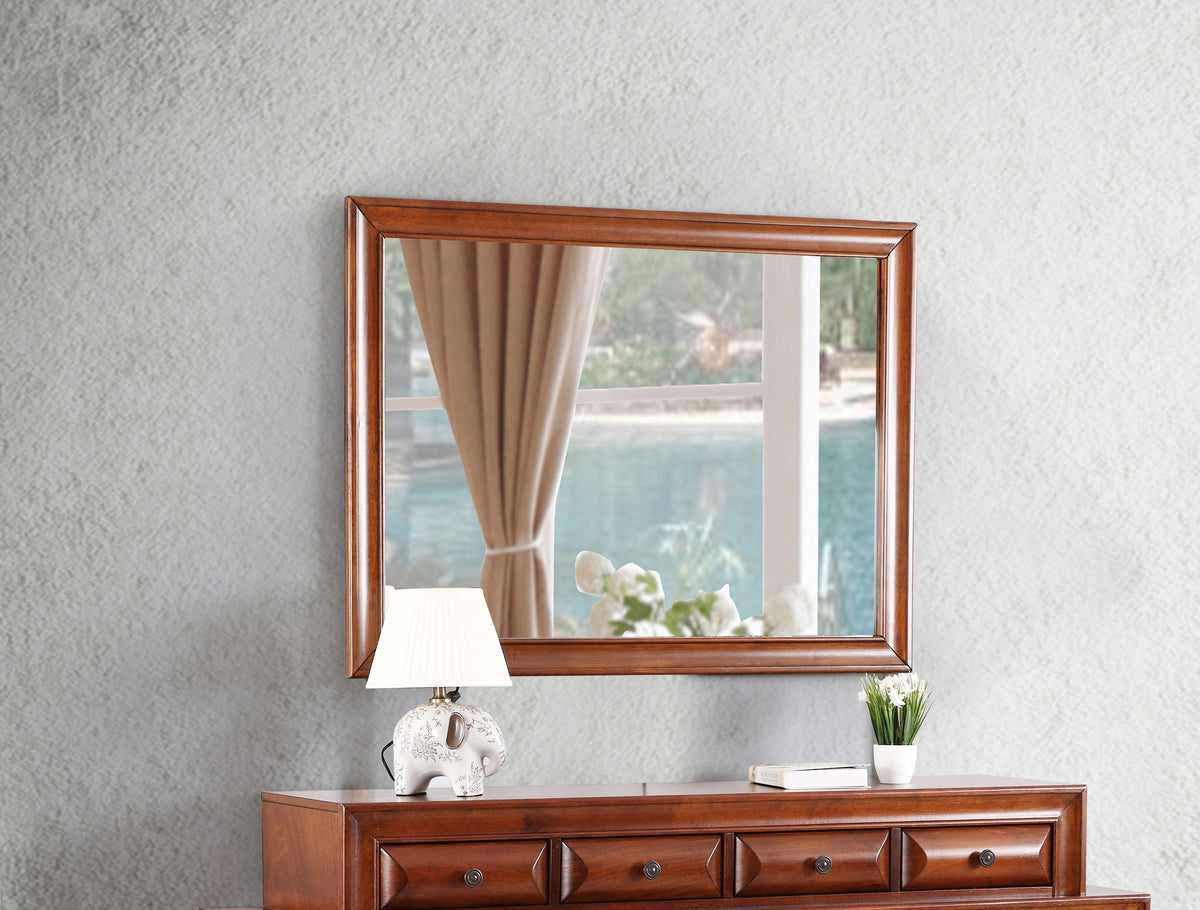 LaVita mirror with contemporary brown wood frame for elegant living room decor on Tampa Home & Garden Store