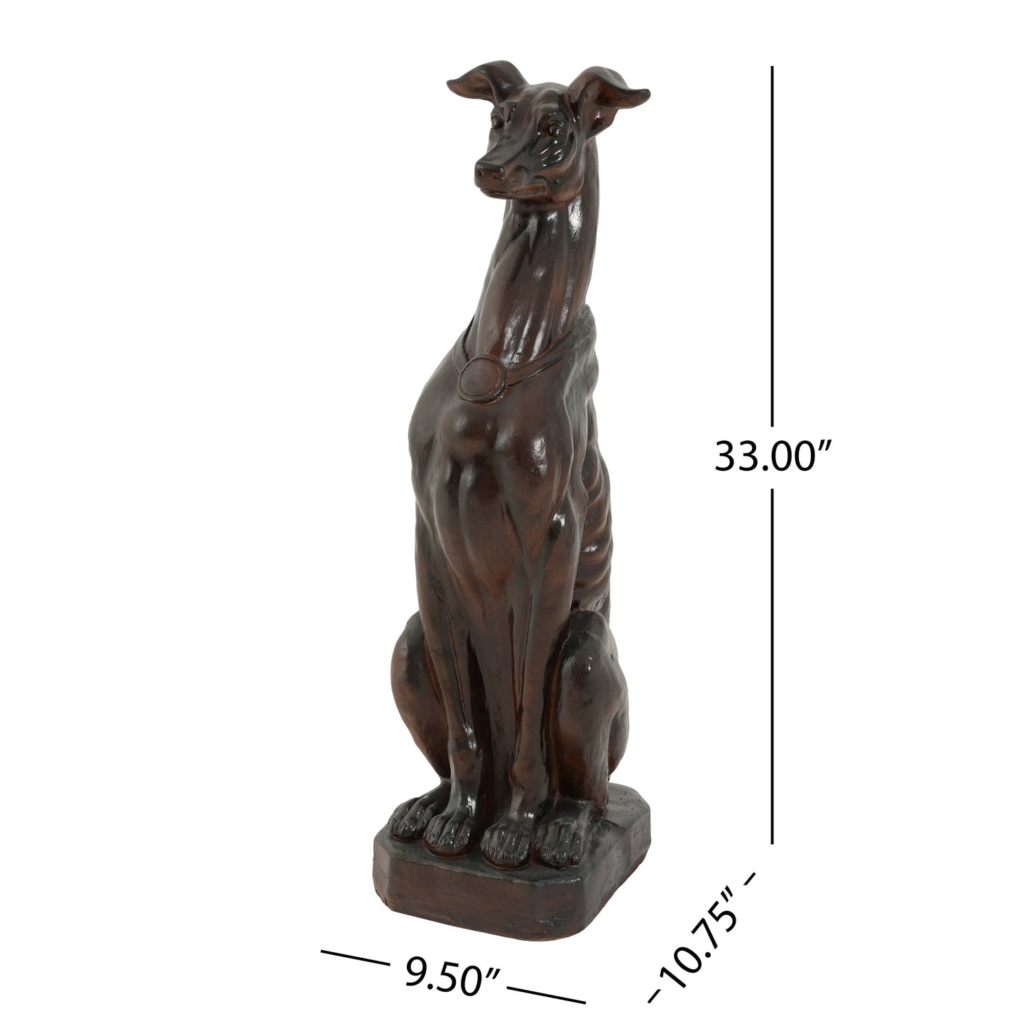 Crafted Cast Stone Greyhound Dog Statue On A Lawn