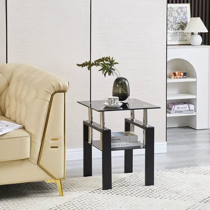 Tempered Glass Table With Storage For Living Room