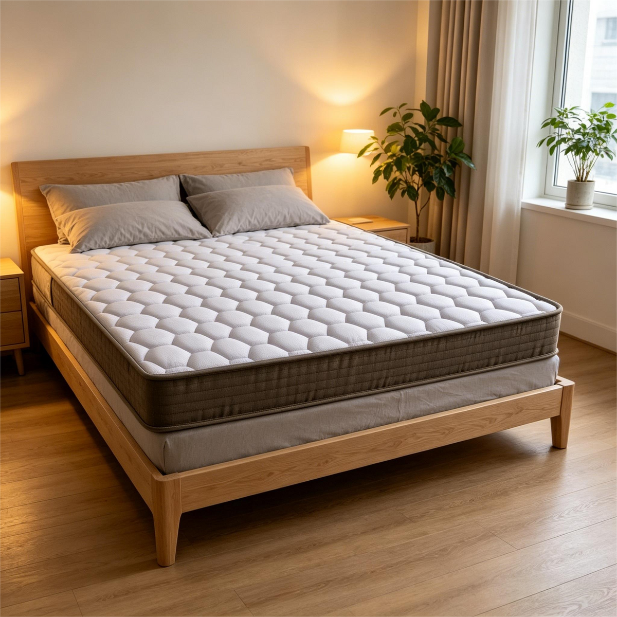 6 Inch Soft-Medium Pocket Spring Mattress Twin by HouseOfZazla with white top and grey sides on Tampa Home & Garden Store