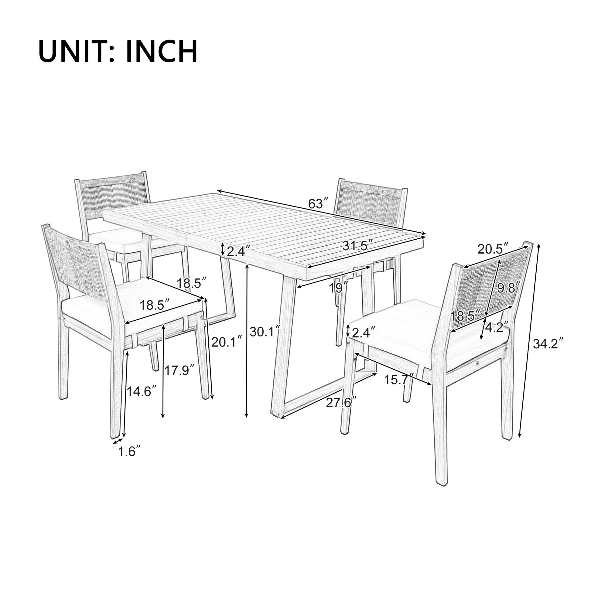 U Style multi-person outdoor acacia wood dining table and chair set HouseOfZazla on Tampa Home & Garden Store
