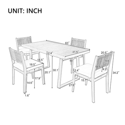 U_Style outdoor acacia wood dining table and chair set for six by HouseOfZazla on Tampa Home & Garden Store
