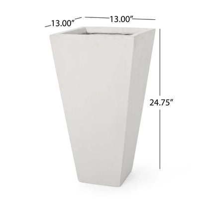 Planter Outdoor Modern Cast Stone white 13 in wide, 24.75 in tall HouseOfZazla on Tampa Home & Garden Store
