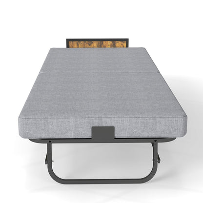 78x31in folding bed with headboard and USB charging station in gray fabric by HouseOfZazla on Tampa Home & Garden Store
