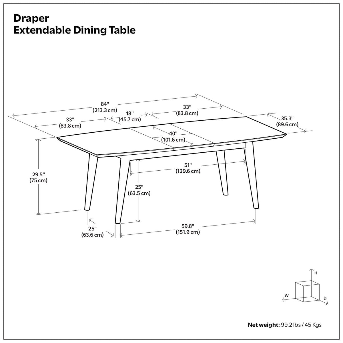 Elegant rubberwood rectangular dining table by HouseOfZazla, 84in L x 35in W, 29.5in H on Tampa Home & Garden Store