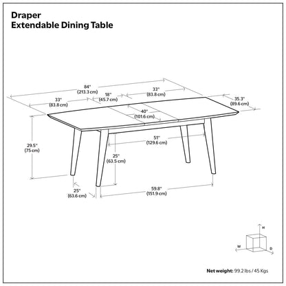 Elegant rubberwood rectangular dining table by HouseOfZazla, 84in L x 35in W, 29.5in H on Tampa Home & Garden Store